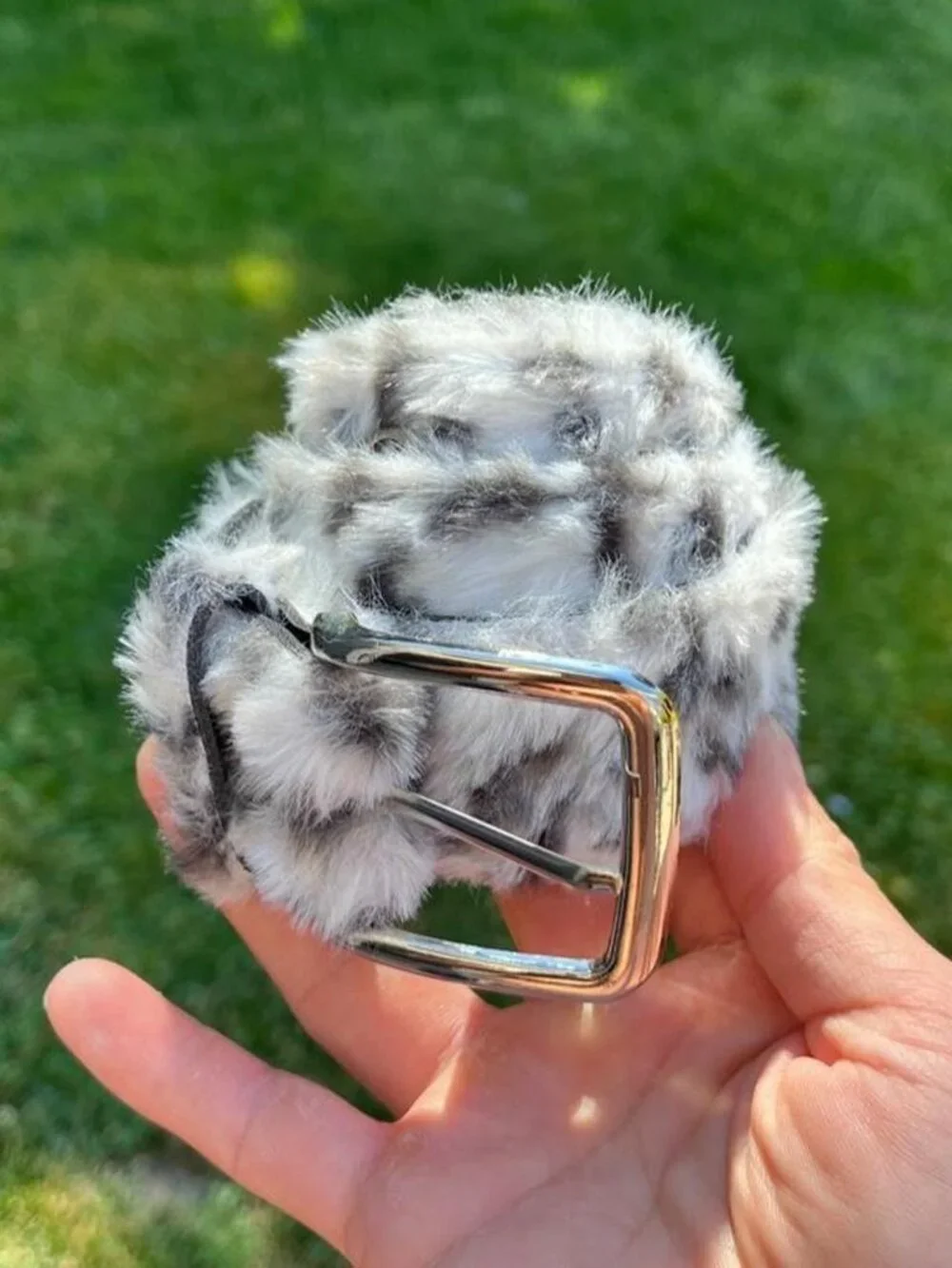 Leopard Print Belt with Single-Prong Buckle